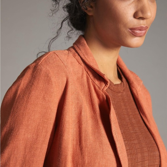 Anthropologie NWT Linen dark orange 🍊 blazer sz small - Picture 4 of 5
